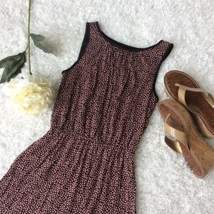 Ann Taylor LOFT Pink and Black Floral Casual Dress